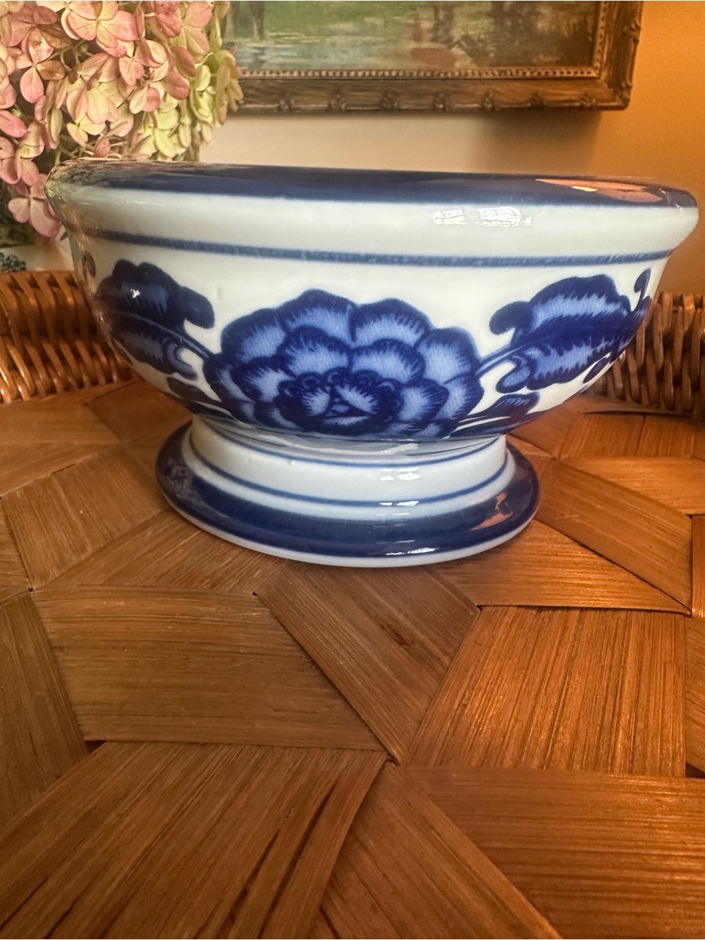 Vintage Bombay Chinoiserie Footed Bowl